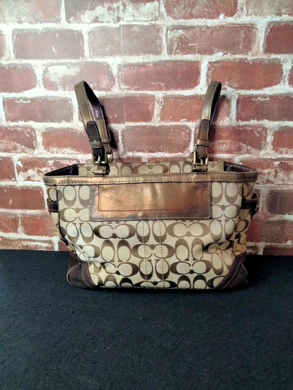 Coach Vintage 8K49 Hand Bag Signature Jacquard Leather Gallery Purse